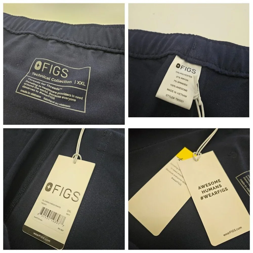 NWT Figs Men’s Cairo Cargo Pants Scrubs Navy XXL